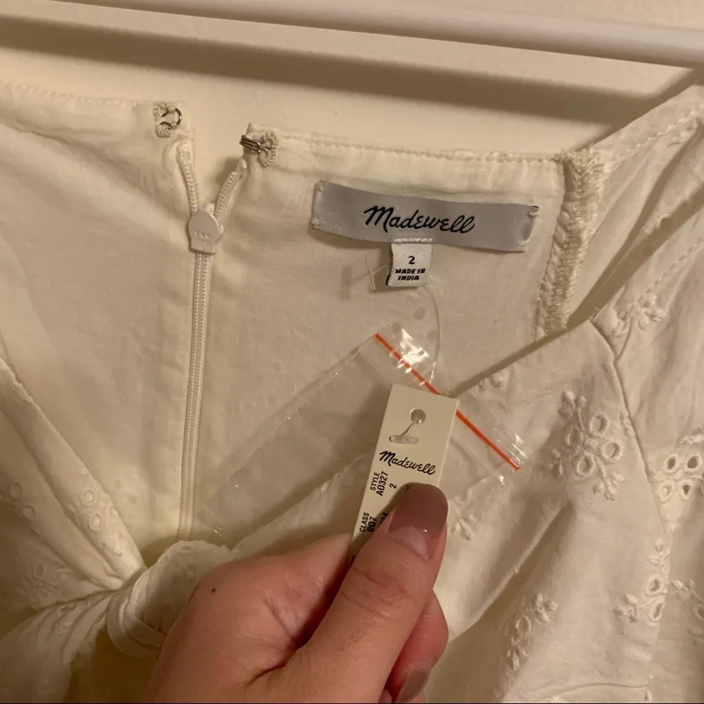 Madewell White Eyelet Tie-Front Midi Dress
